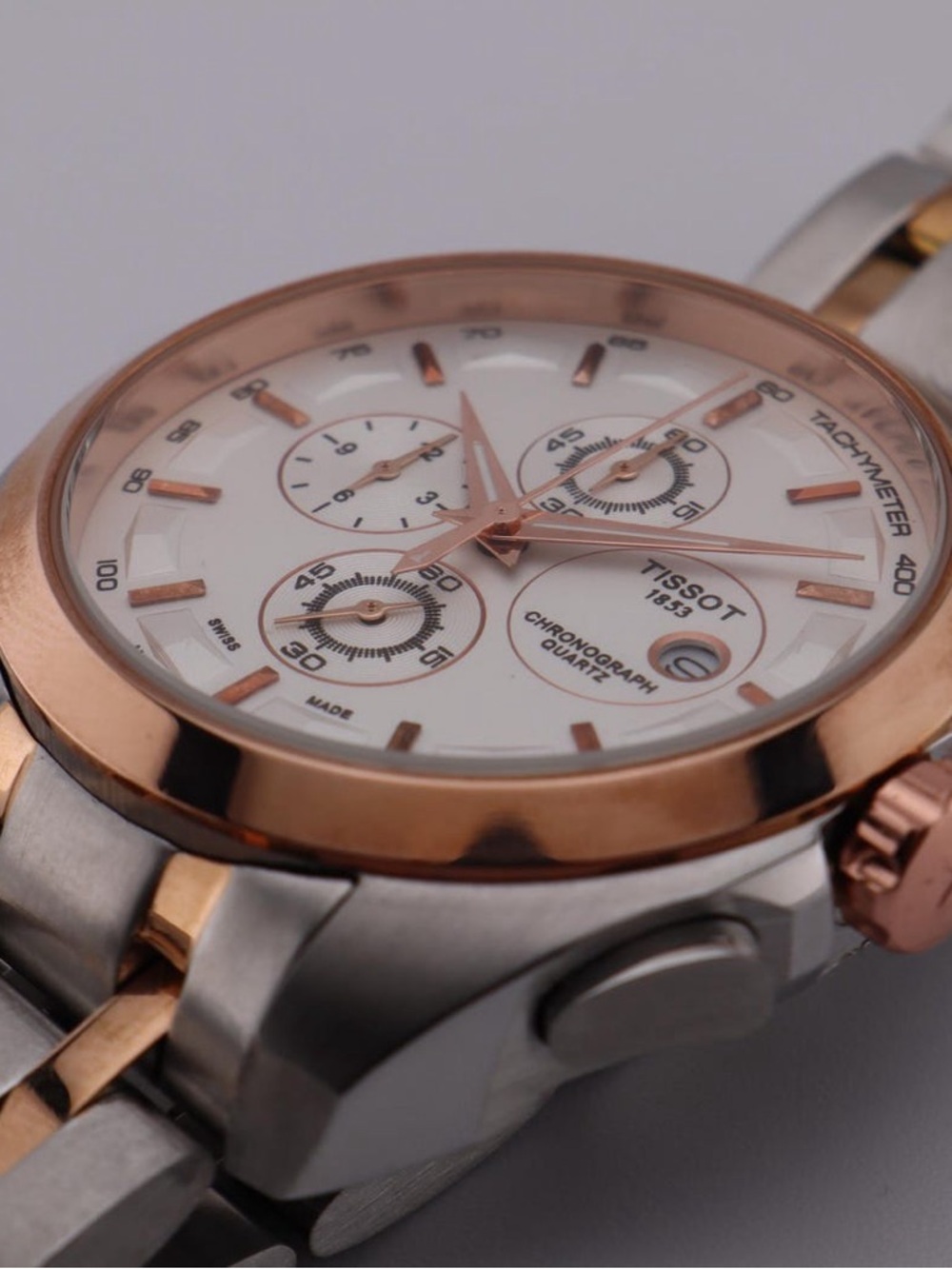NEW Tissot 1853 Couturier Tachymeter Rose Gold & Silver Chronograph Watch In Box - Picture 7 of 11